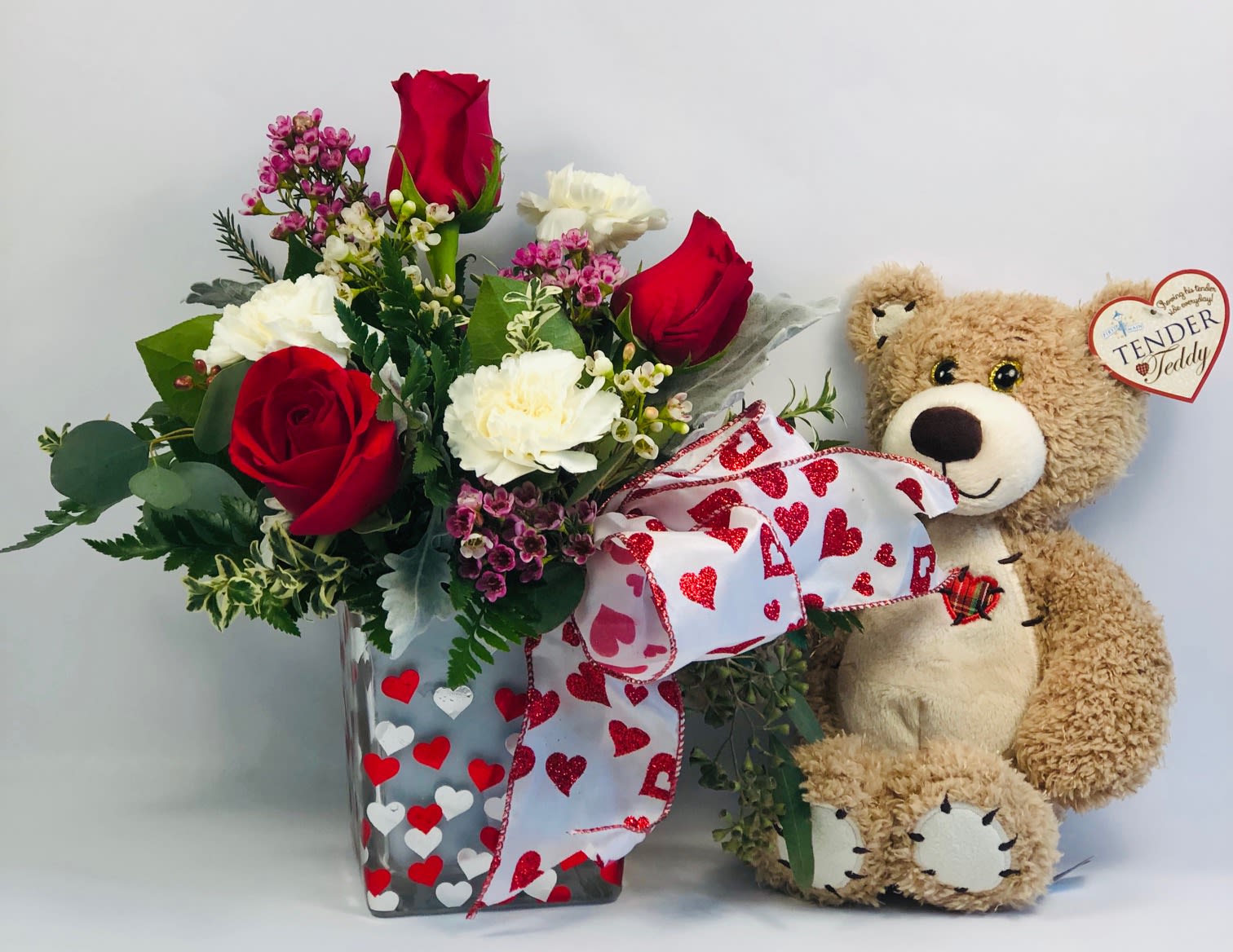flowers in shape of teddy bear