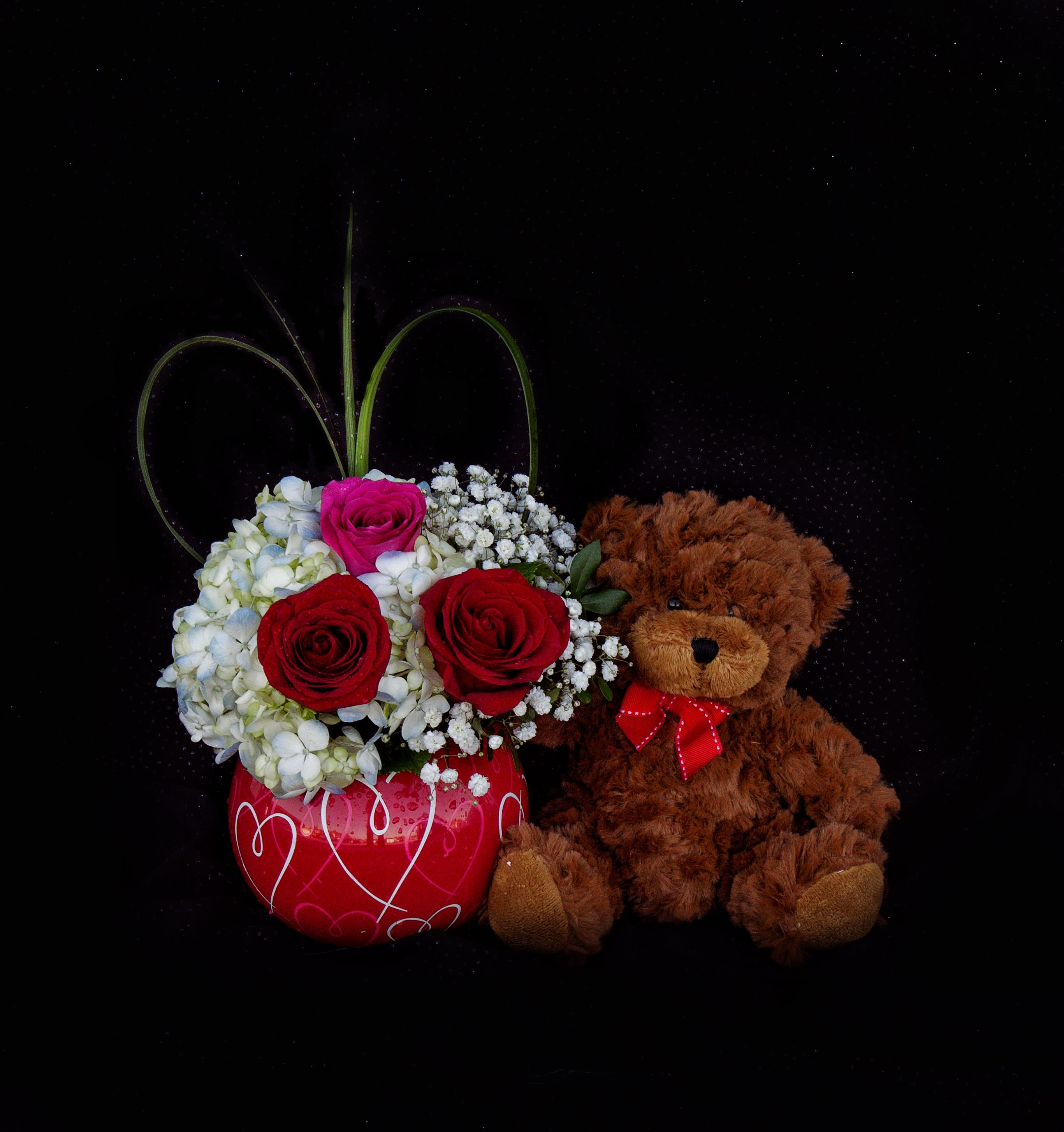teddy and flowers