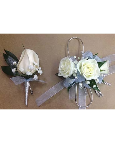 Light Blue, Silver and White Corsage 