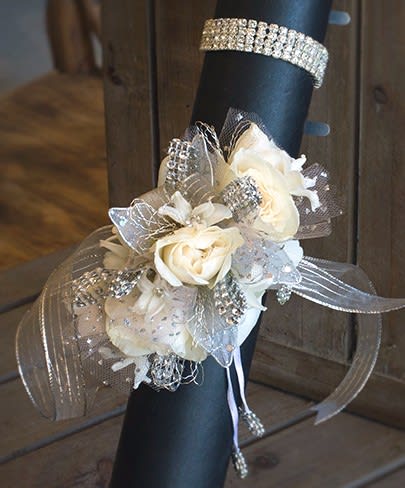 white wrist corsage