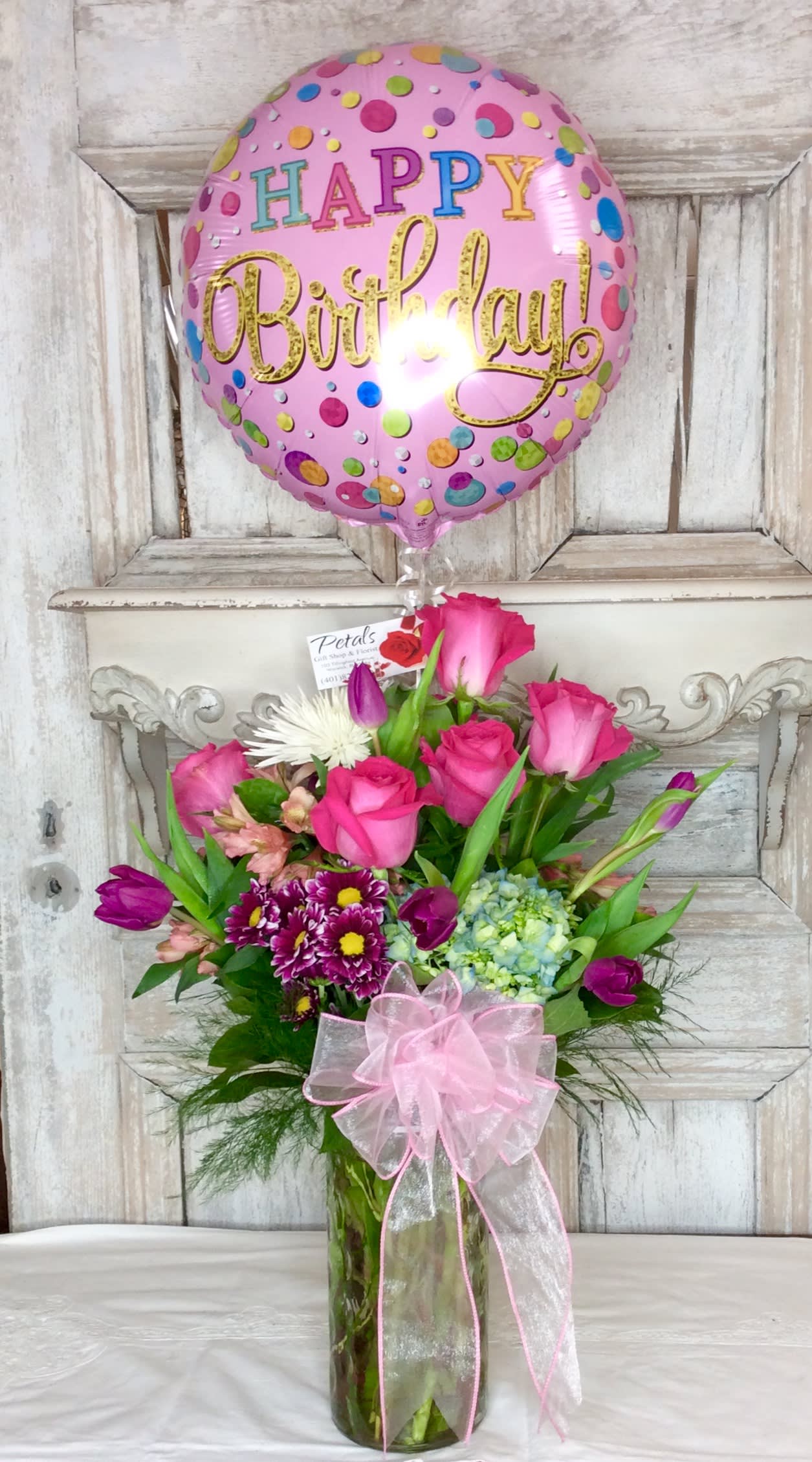 Happy Birthday Balloon & Flowers - Designer Choice by Petals Florist ...