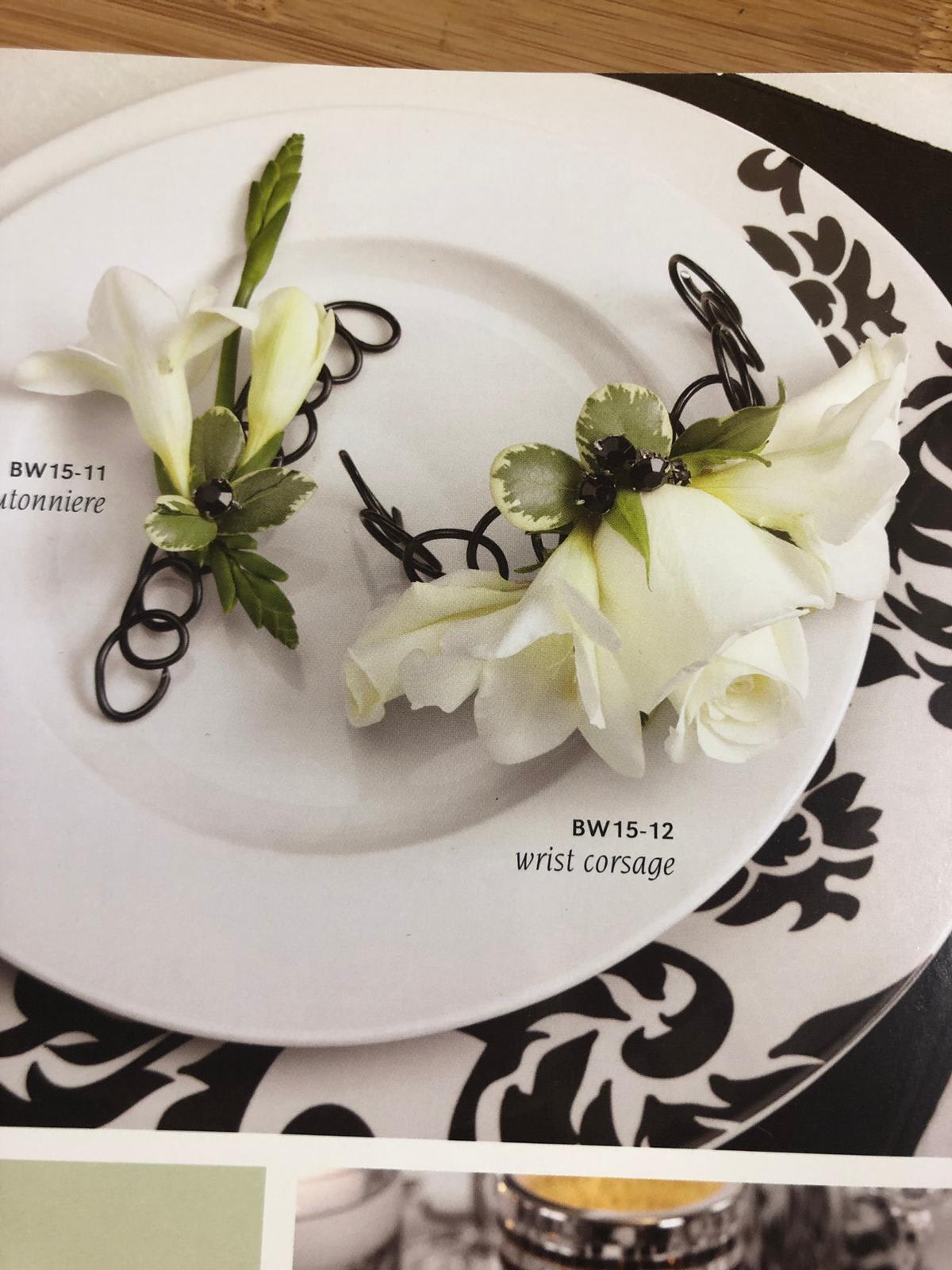 White Rose With Freesia Corsage And Boutonniere In Santa Clarita Ca Flower Finesse