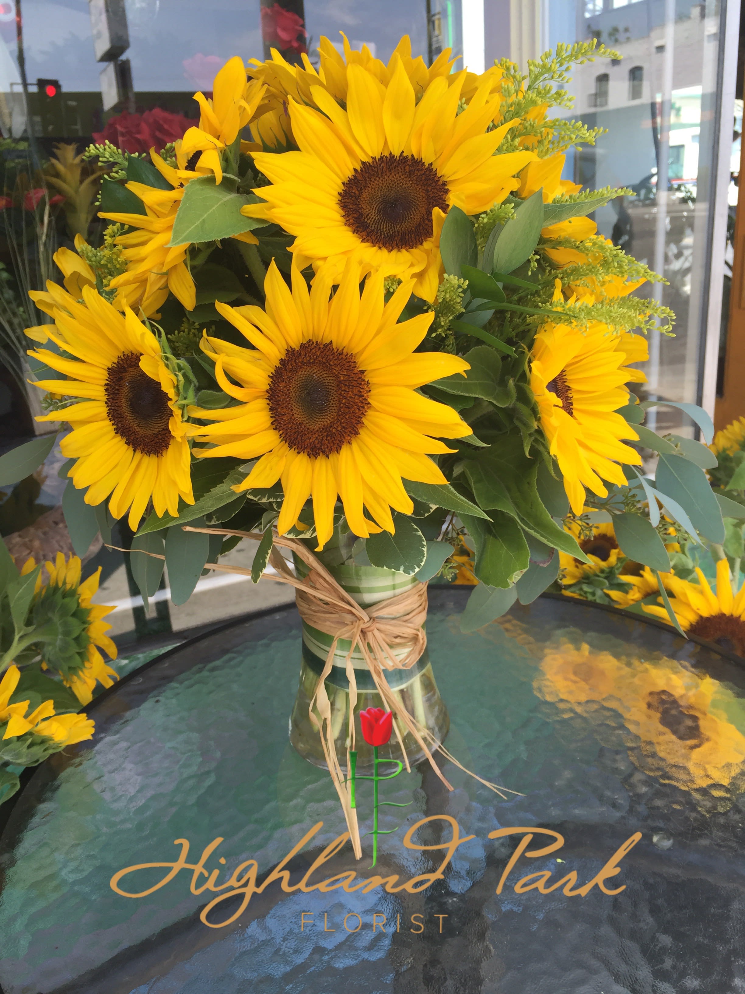Premium Sunflower Arrangement Vase By Highland Park Florist