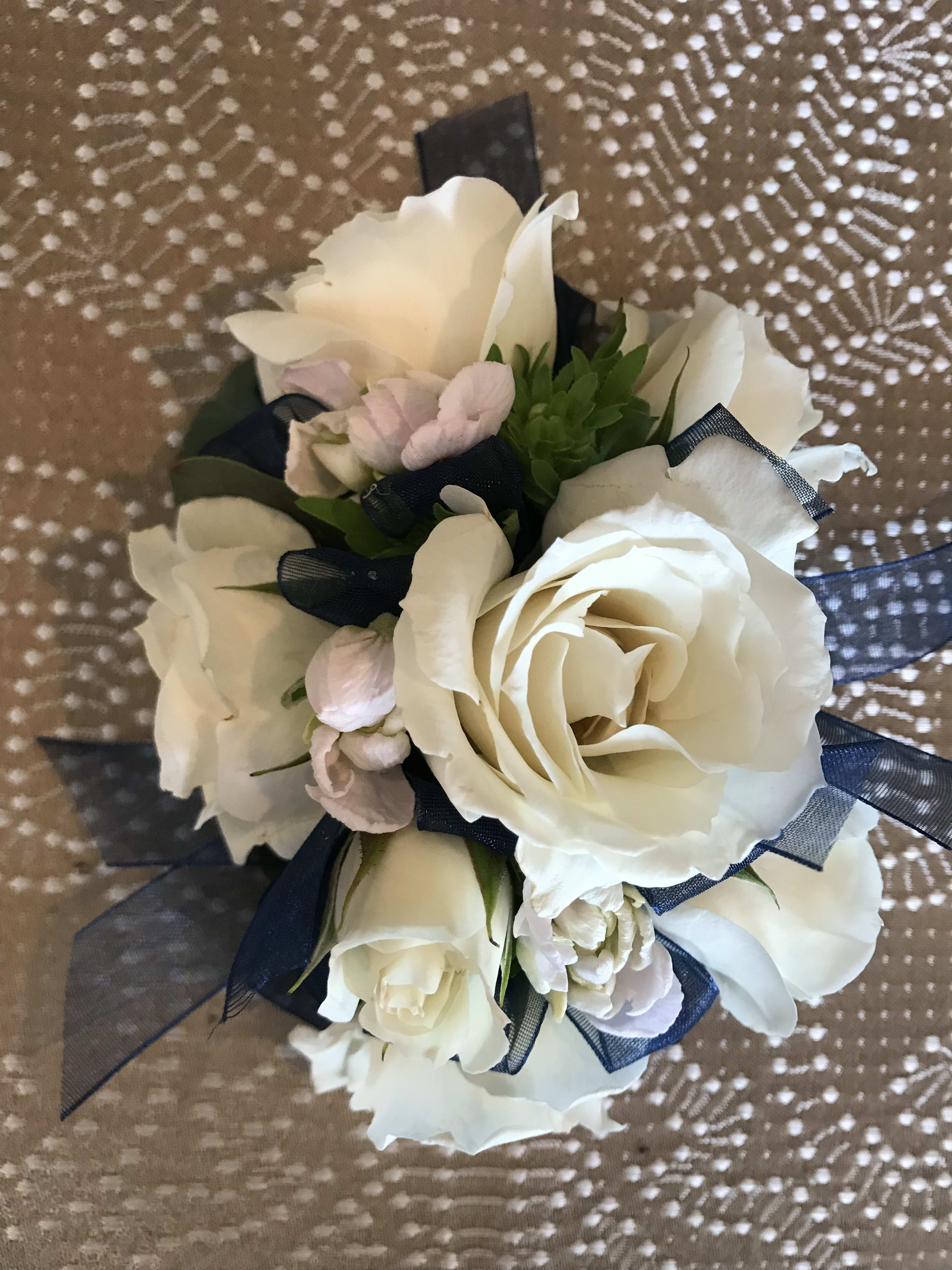 white wrist corsage