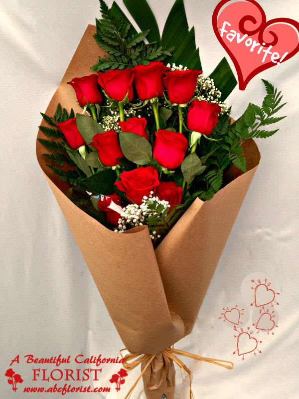 Beautiful Artisan Wrapped Red Roses Local Long Beach