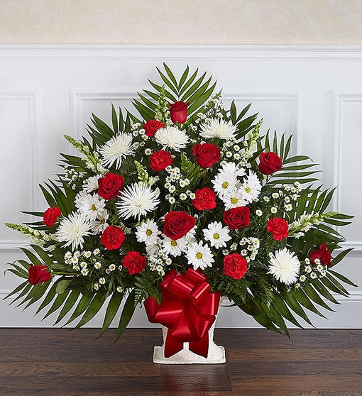 Red And White Heartfelt Floor Arrangement In Hampton Falls Nh Flowers By Marianne