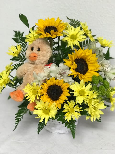 Sunflowers And Stuffed Animals By Andrea S Flowers