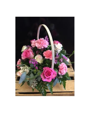 Pink Traditional Floral Basket In Sugar Land Tx Flowers By Adela