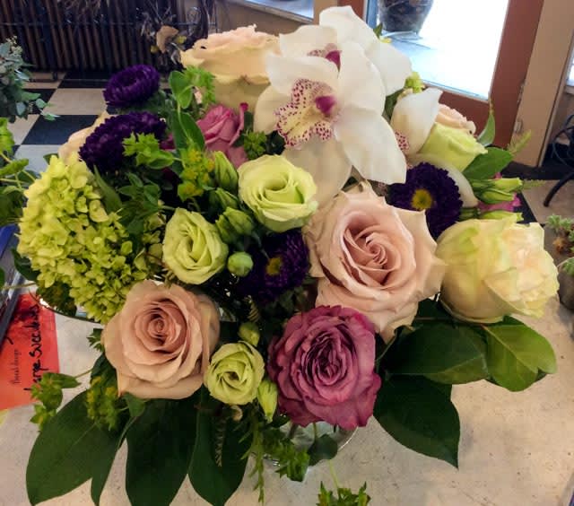 Orchid And Roses Arrangement In Kingston Ny Petalos Floral