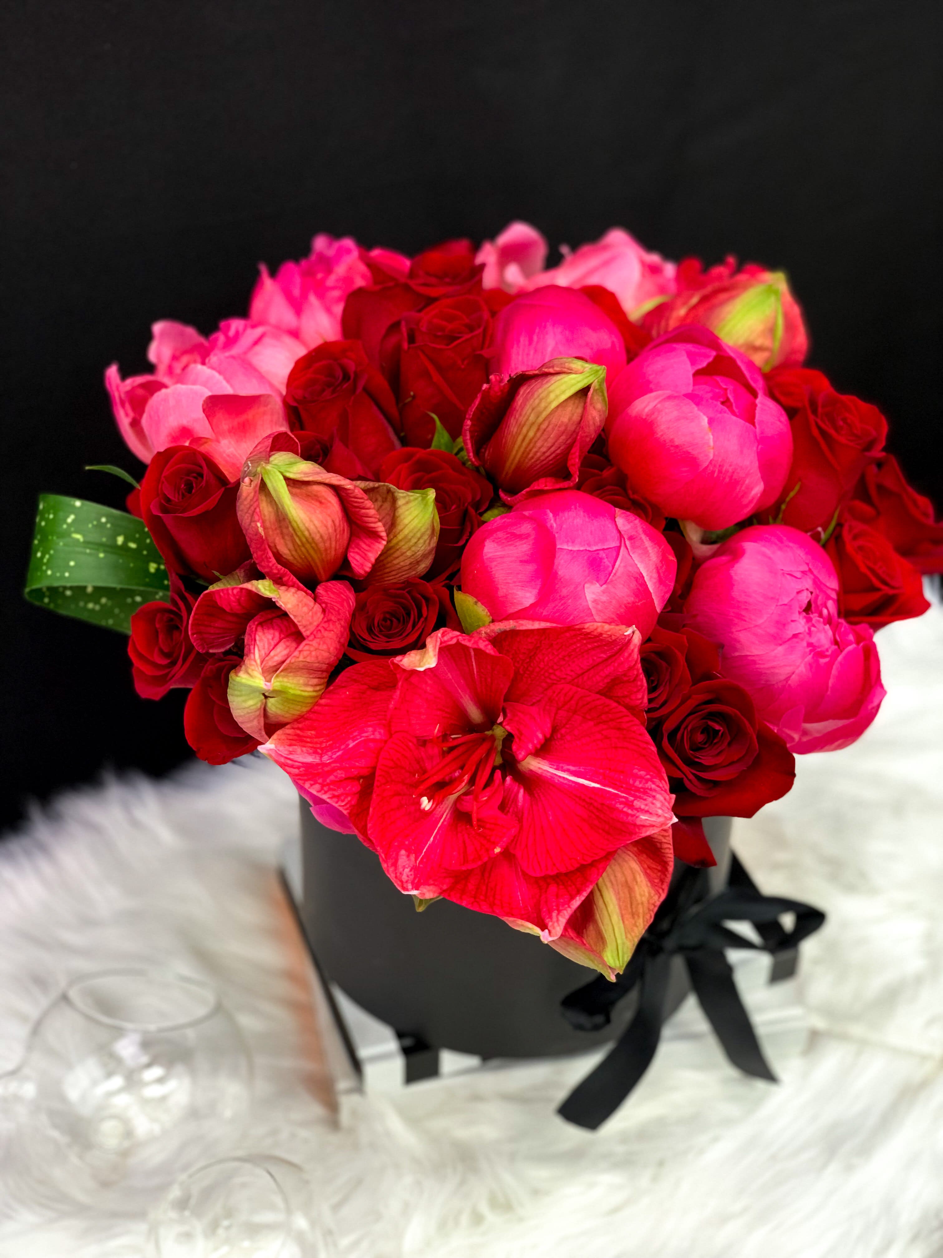 Gift Box With Ferrero Rocher And Fresh Flowers By Luxury Flowers Miami