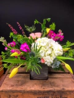Grey Rustic Wooden Box By Flowers At Louis Doe