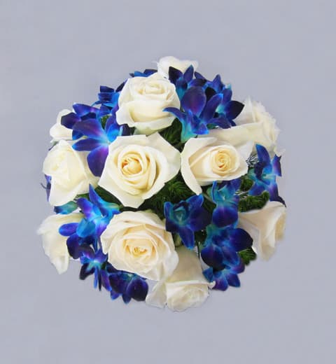 Blue Orchids Rose Bouquet In San Jose Ca Valley Florist
