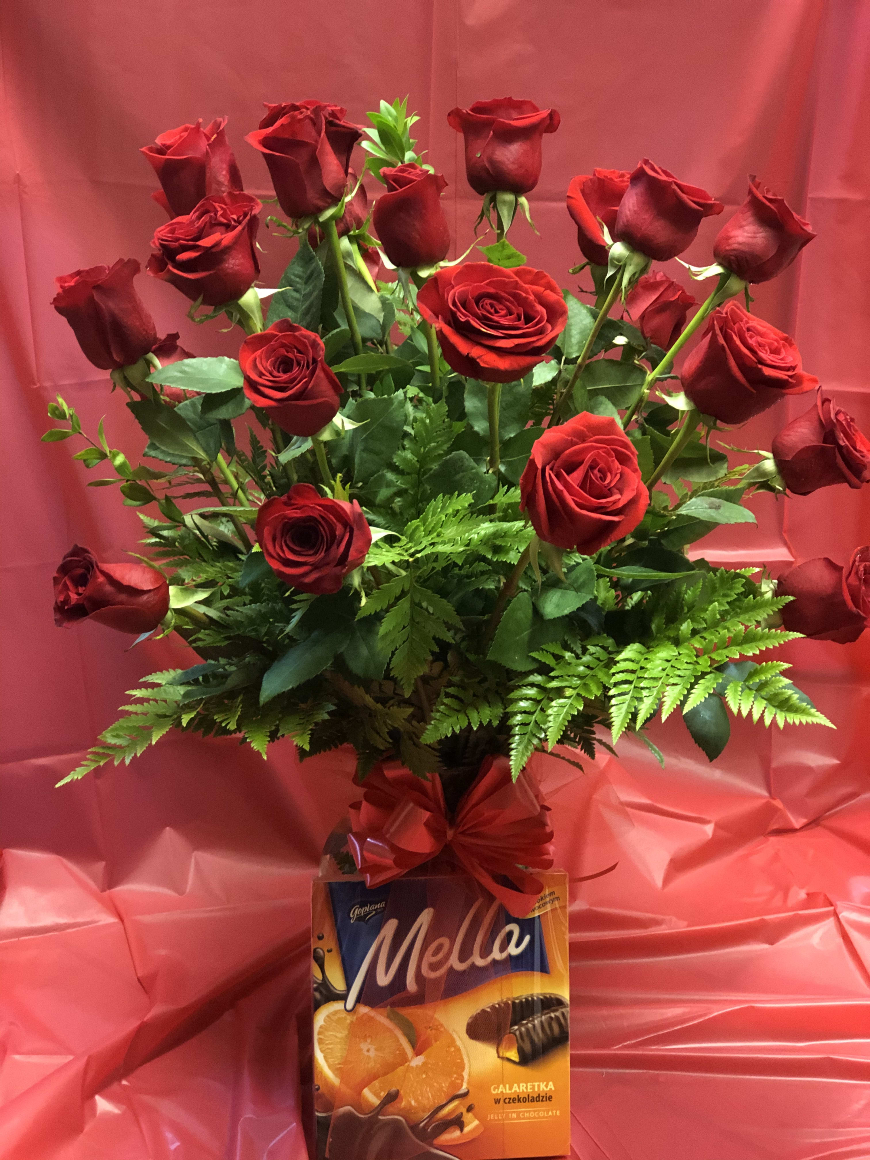 Roses And A Box Of Chocolate In Peoria Az Exclusive Flowers And Gifts Llc
