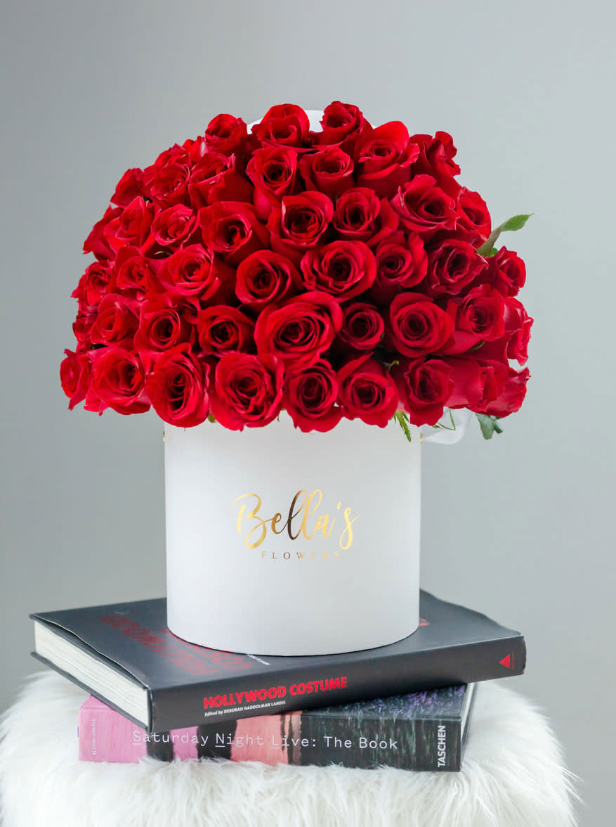 50 Roses In A Box By Roses In A Box Nyc