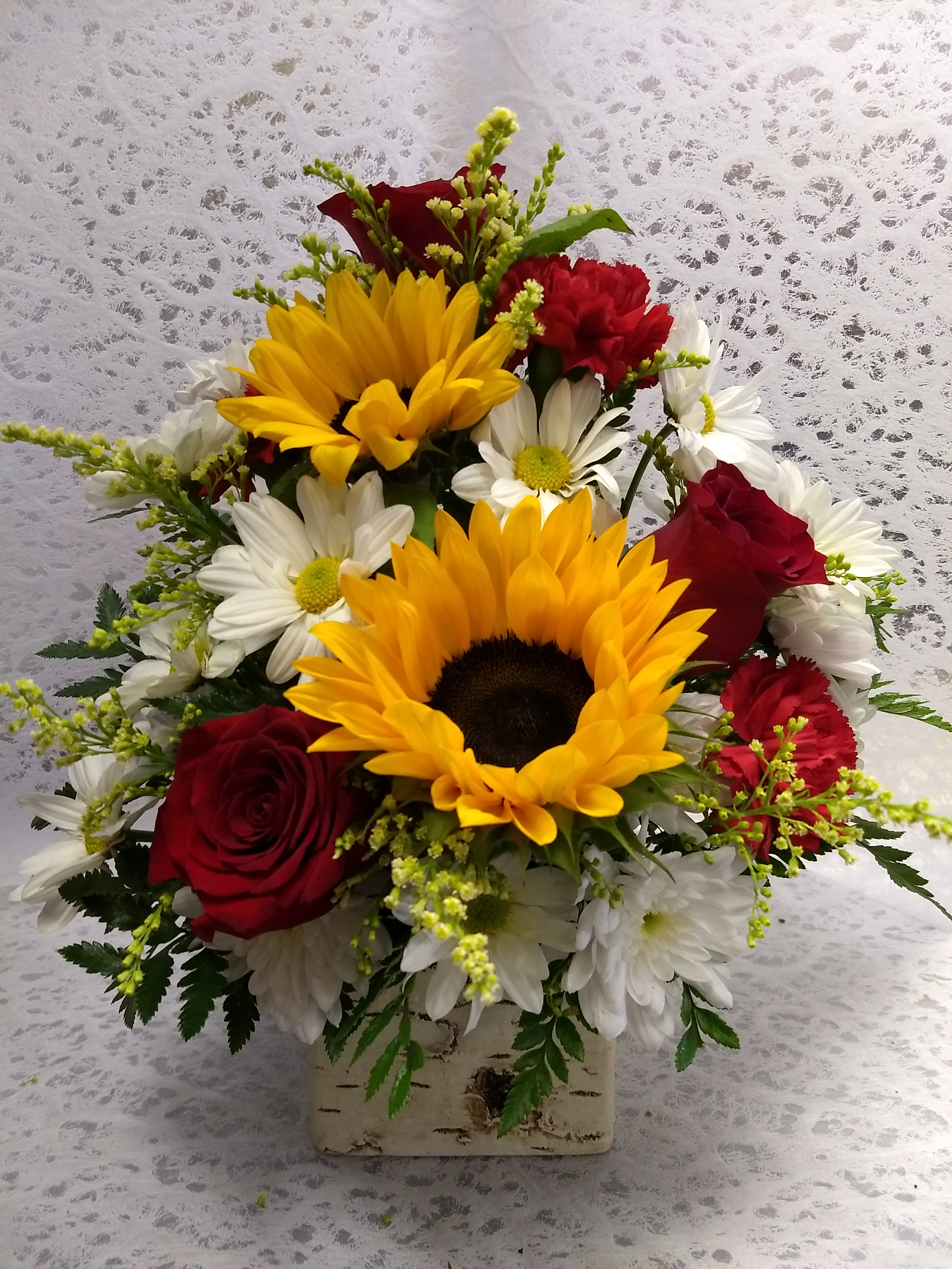 Sunflower And Roses And White Daisy In Downey Ca Downey Chapel Florist