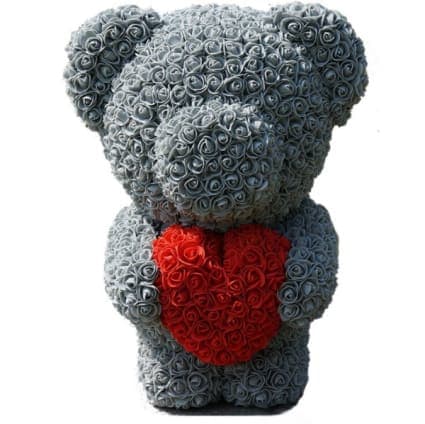 rose bear with box