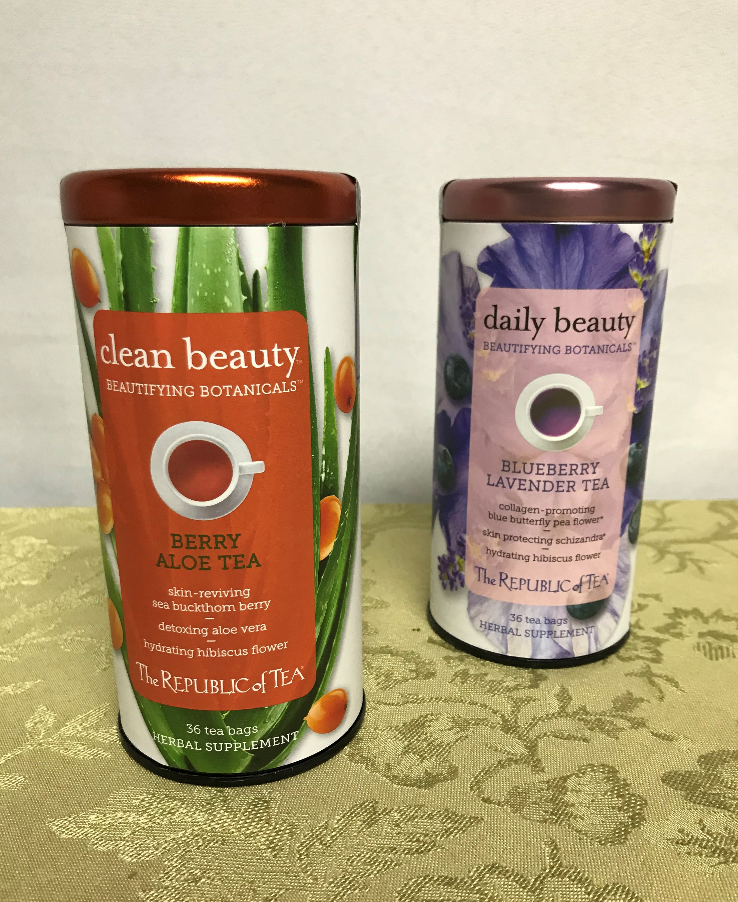 2 Tins of Republic of Tea Beautifying Botanicals Tea Bags Berry Aloe & Blueberry Lavender in