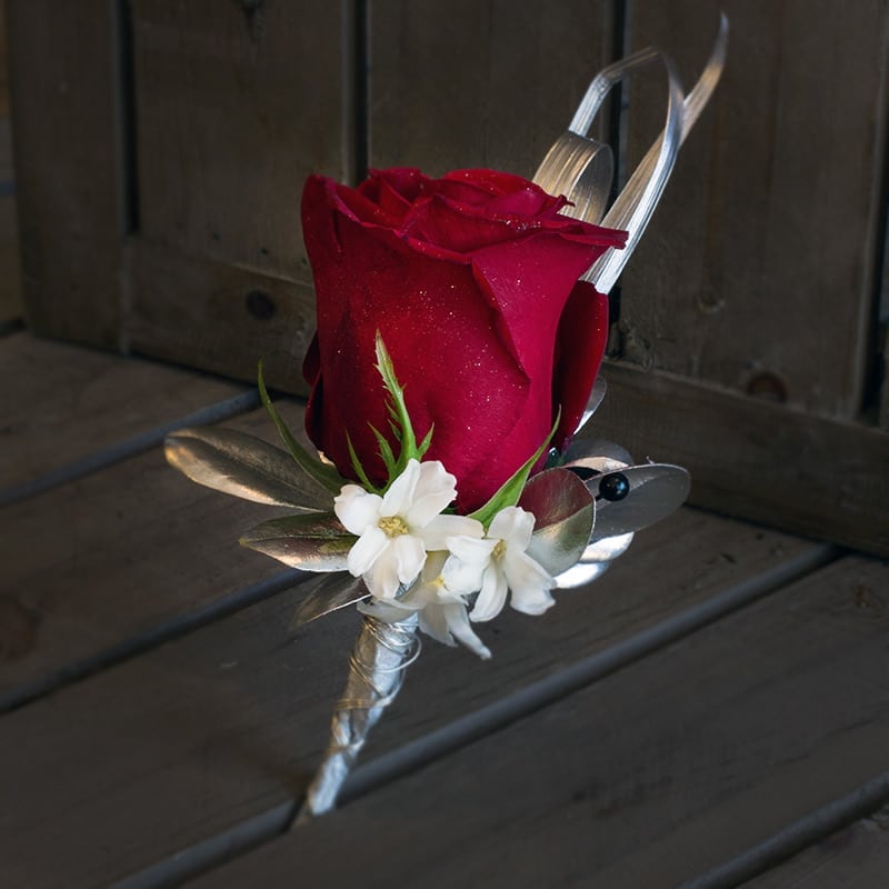 Red Rose Boutineer In Stoneham Ma Evergreen Florist Inc