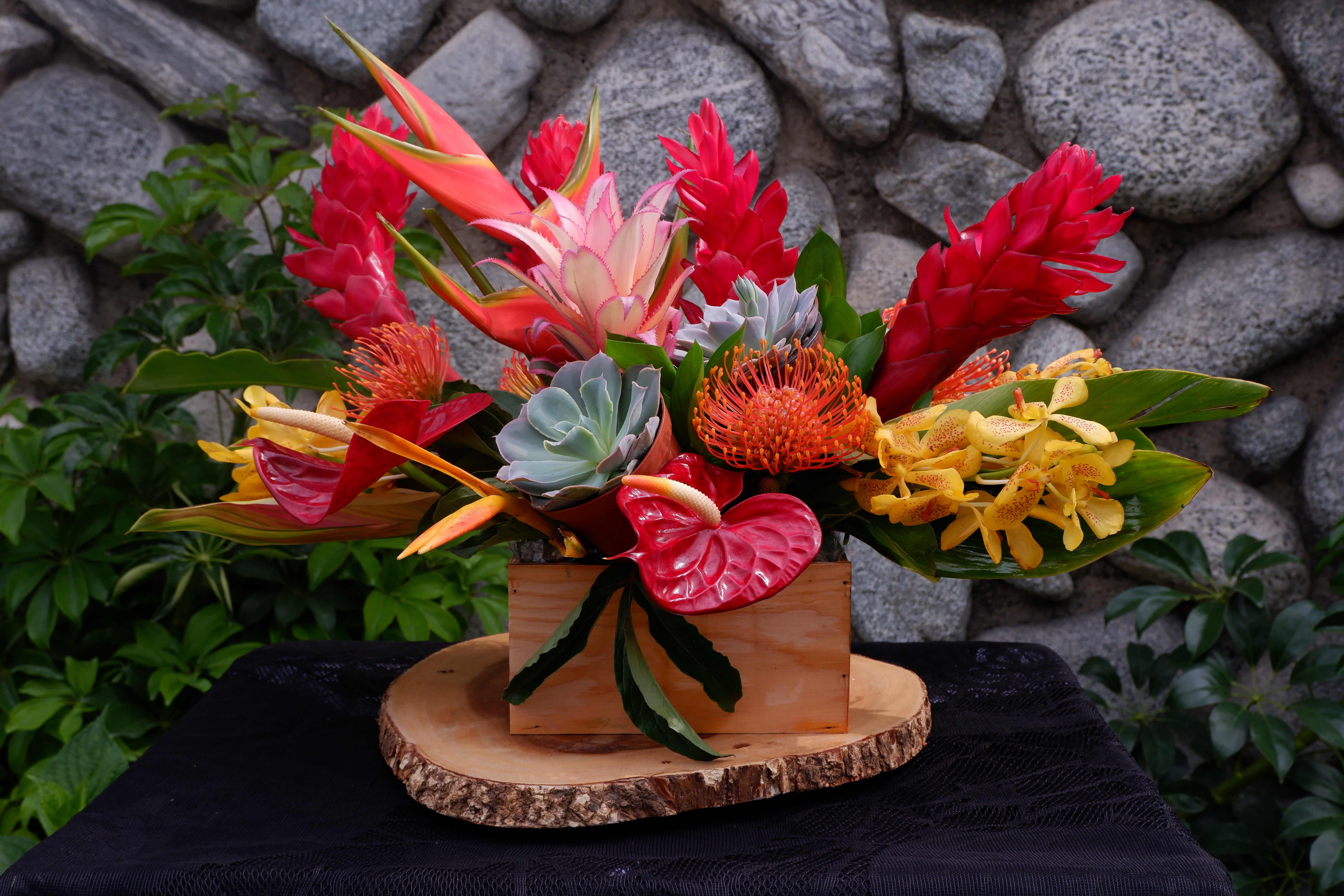 Tropical Wooden Box Sf176 In Claremont Ca Sherwood Florist Uniqueart Gallery