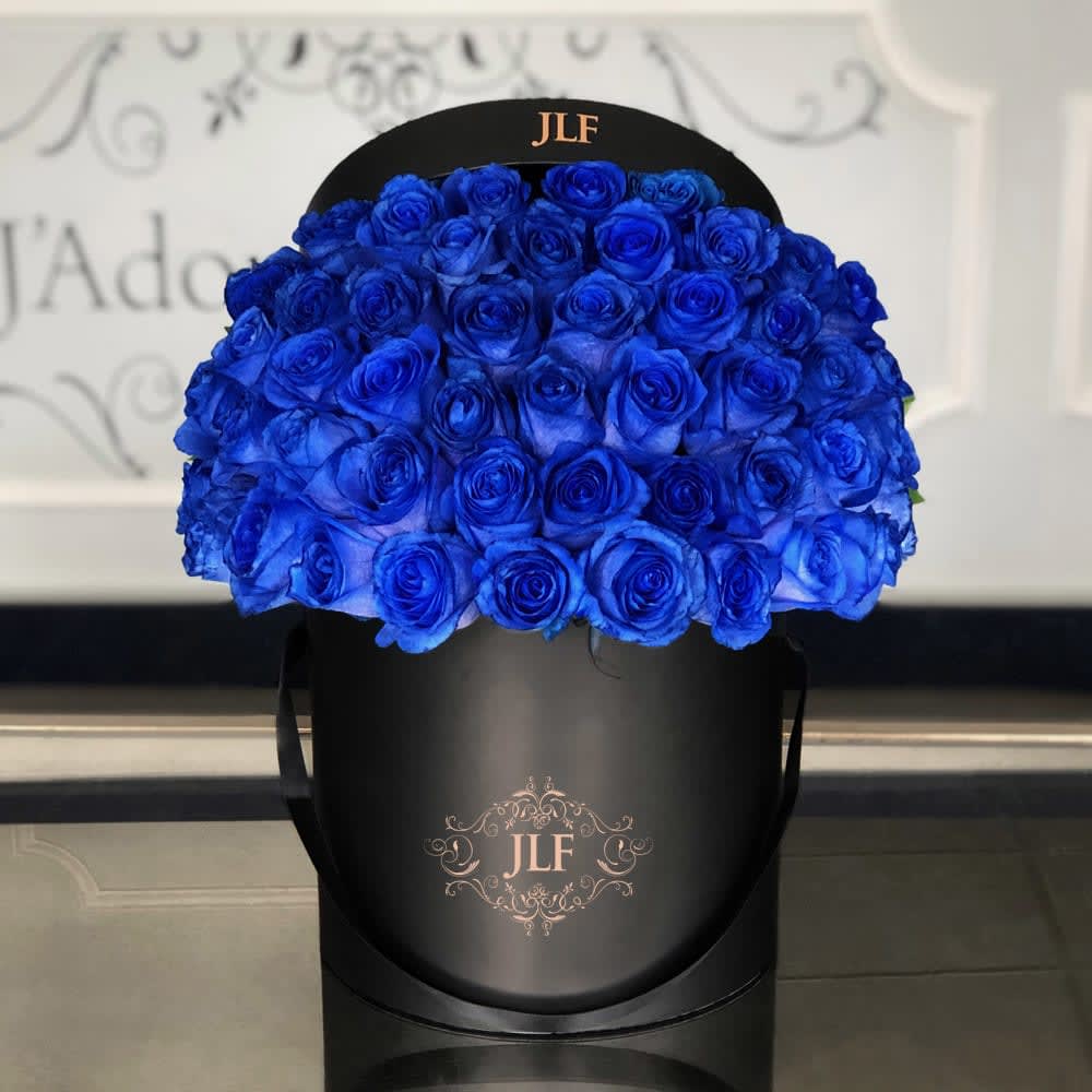 50 Blue Roses Box By Compton Flower Shop