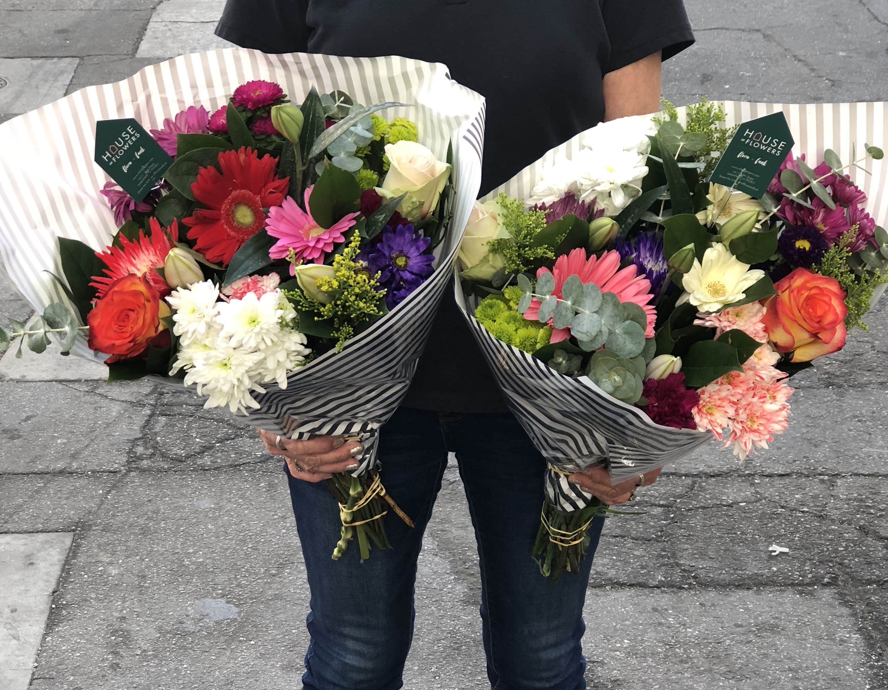 House of Flowers Custom Hand Wrapped Bouquet in ...