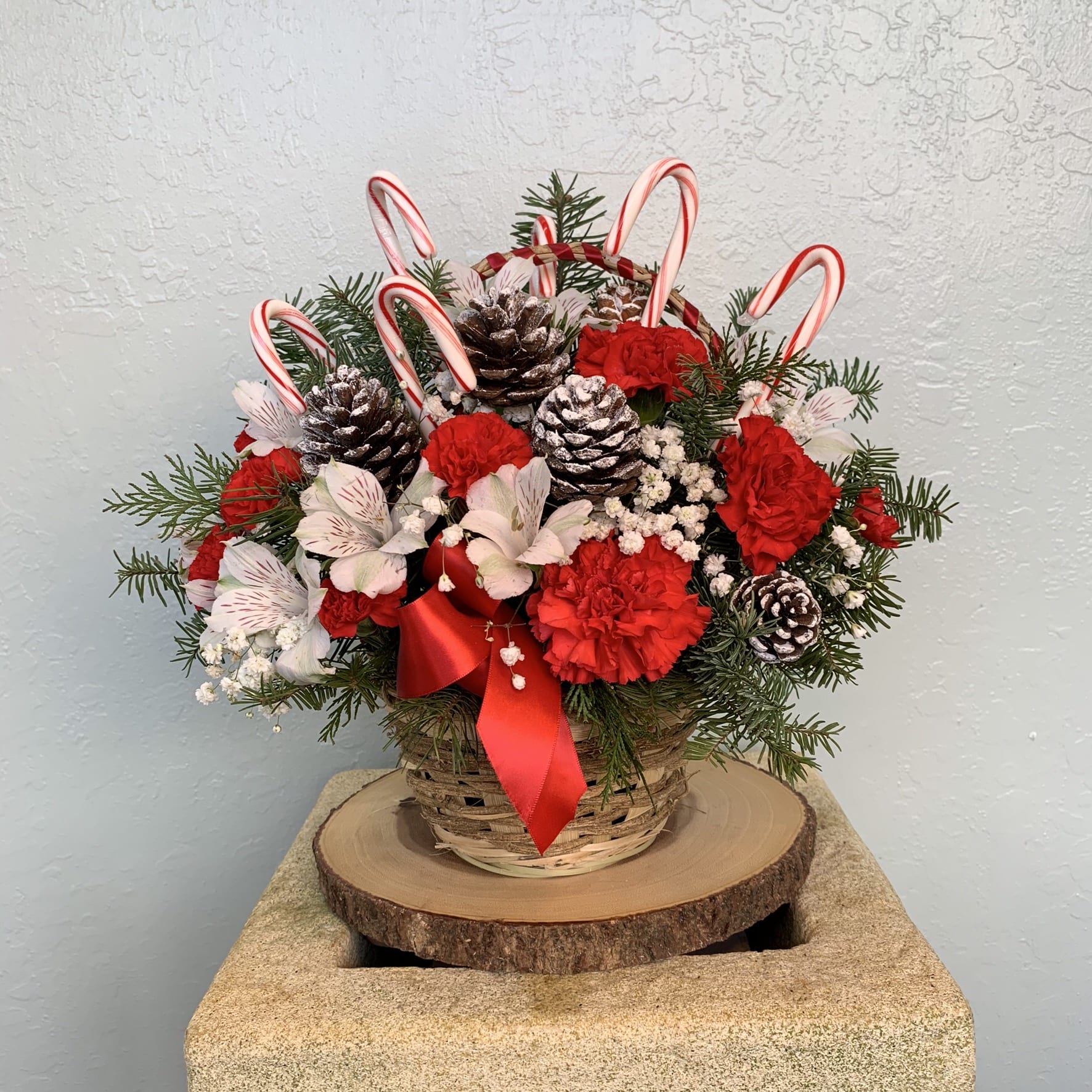 christmas basket floral arrangements