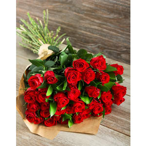 2 Dozen Premium Red Roses Hand Wrapped By Madison Avenue Florist