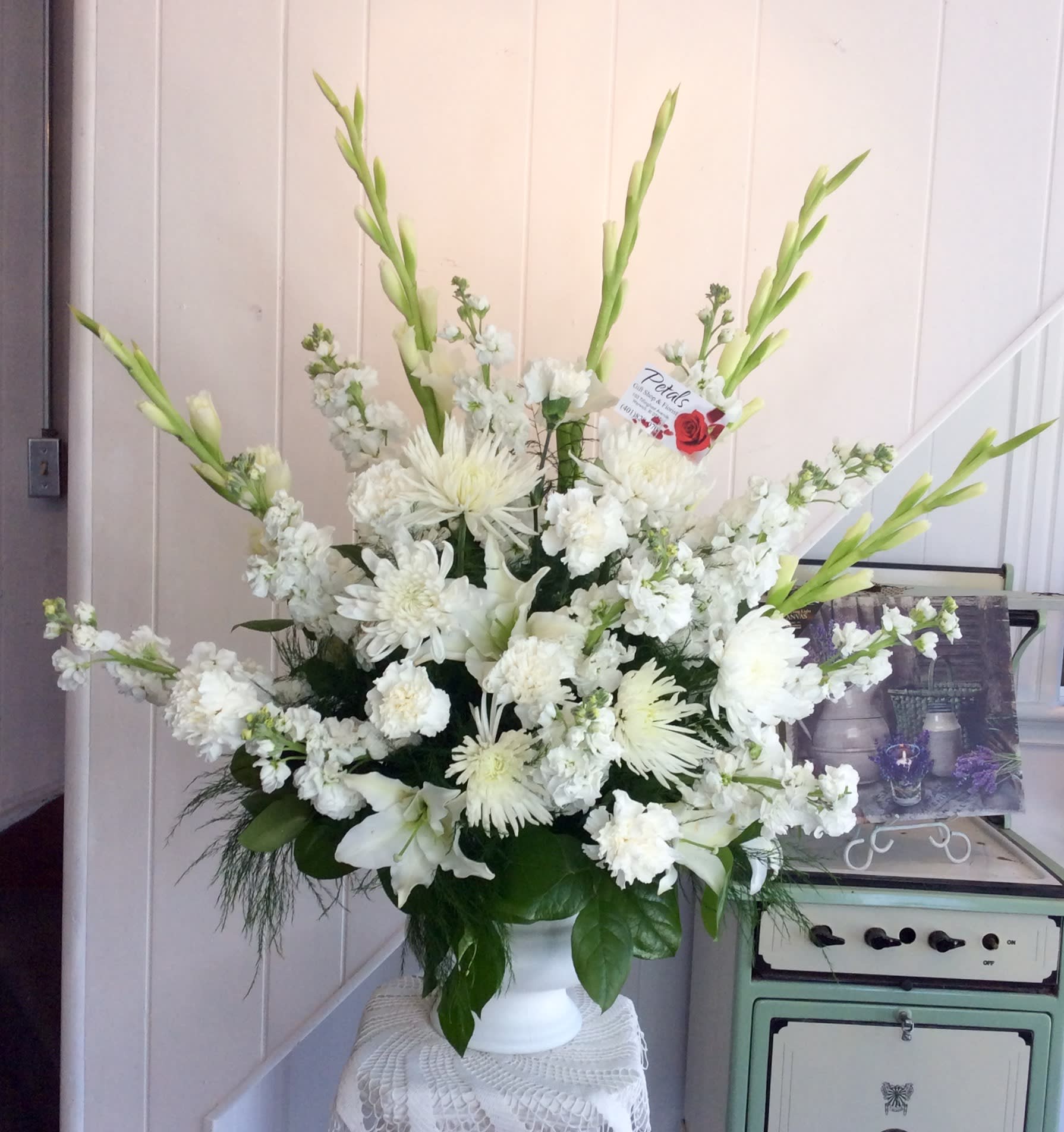 Funeral Spray in Pure Whites in Warwick, RI | Petals ...