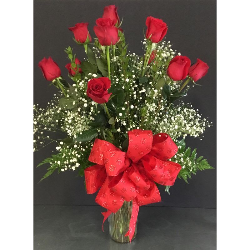 One Dozen Long Stem Red Roses With Accent Flower In Albuquerque Nm Duke City Floral