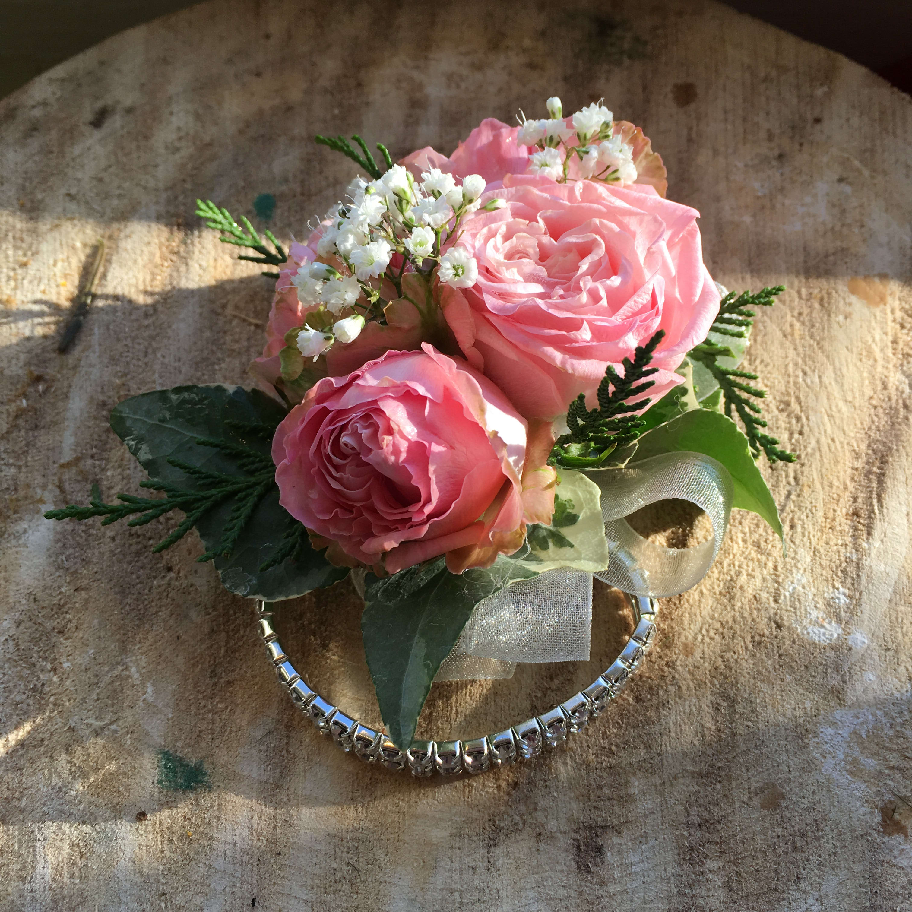 Pearl Or Rhinestone Wrist Corsages In Branford Ct Cynthia S Flower Shop