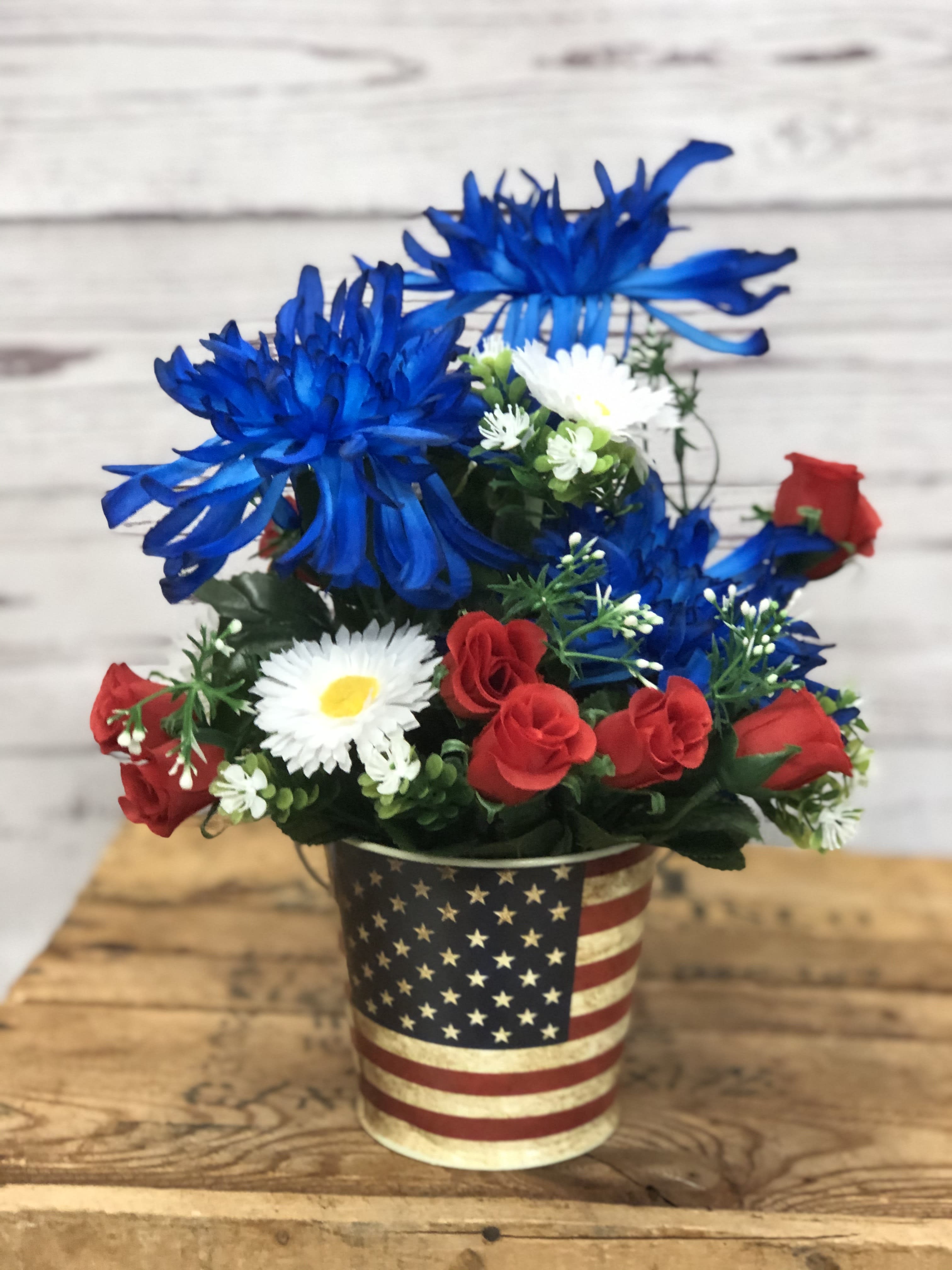 Oh Say Red White Blue Silk Floral Arrangement In Edwardsville Il Goff And Dittman Florists