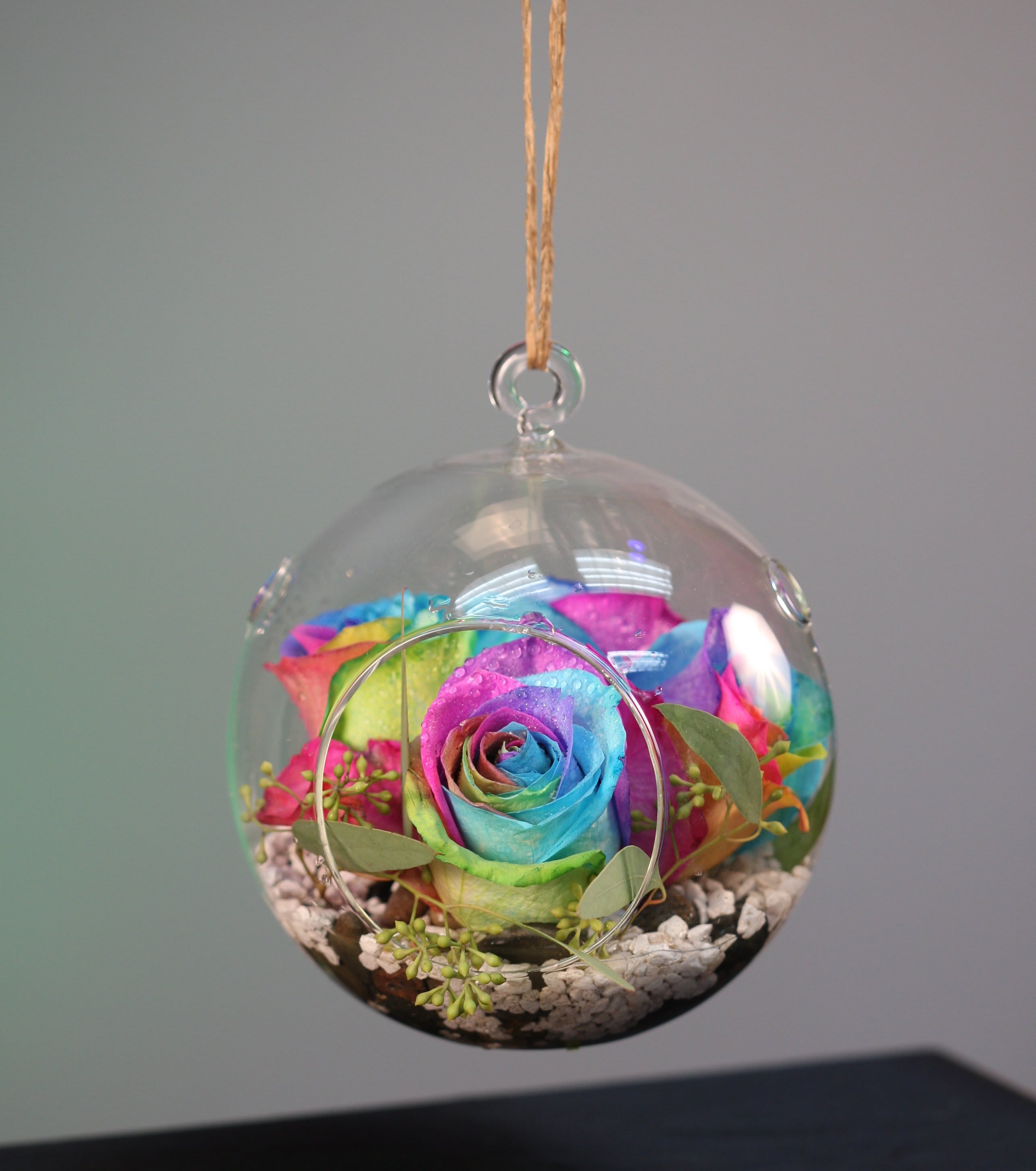 Rainbow Rose Glass Terrarium Sf200 In Claremont Ca Sherwood Florist Uniqueart Gallery