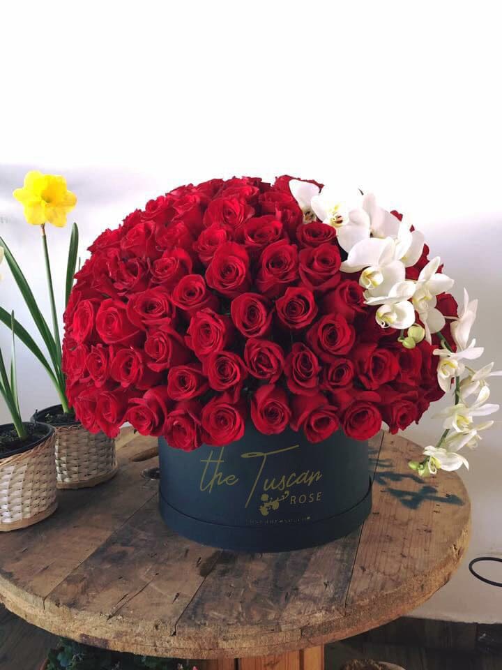 Red Roses Orchid Bouquet Box In San Antonio Tx The Tuscan Rose Florist