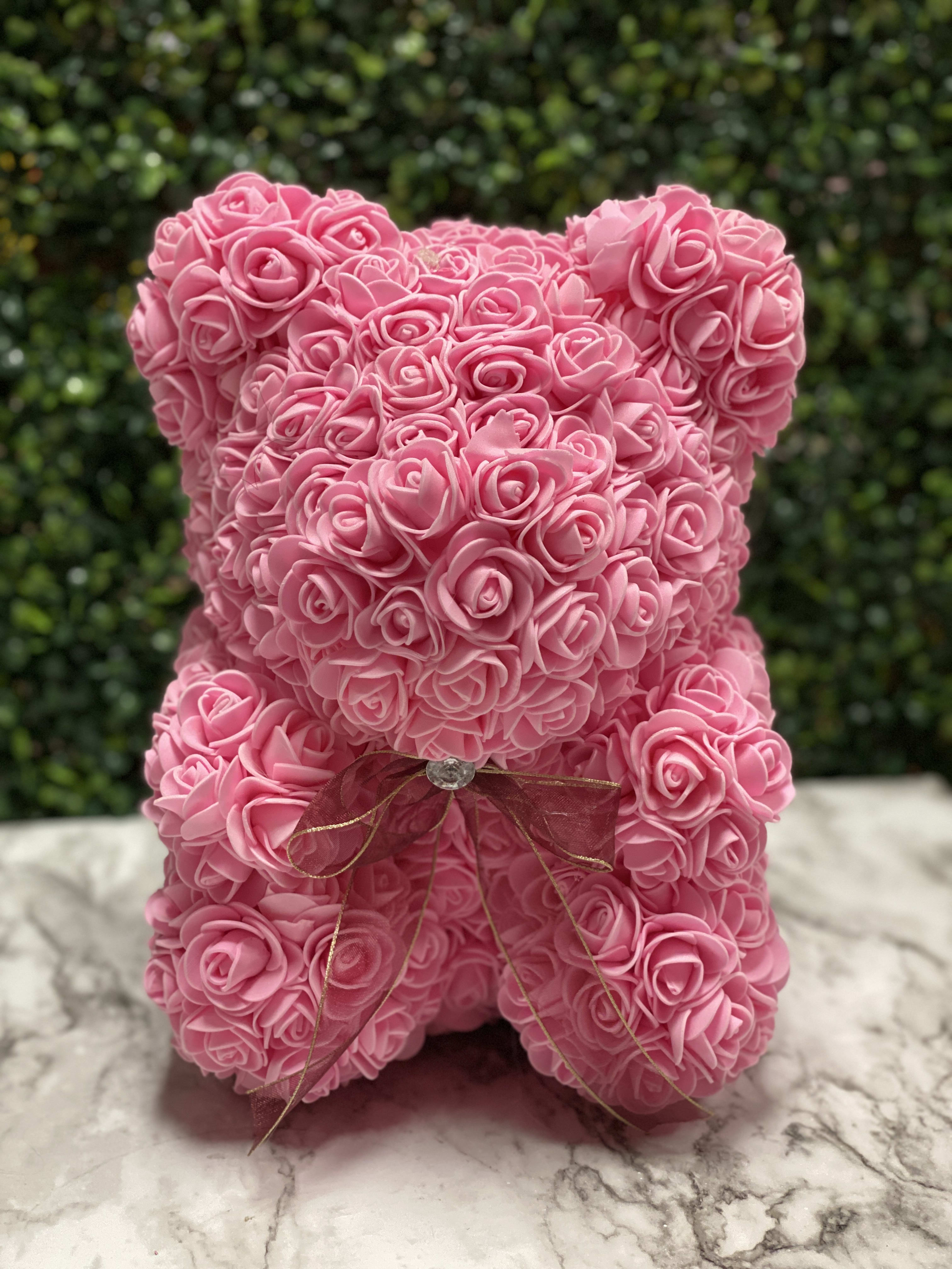 faux roses teddy bear