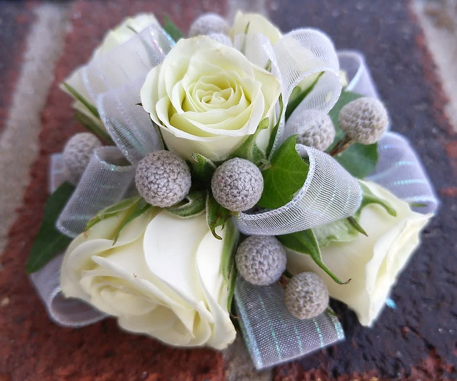 White Silver Rose Wristlet In Londonderry Nh Harrington Flowers