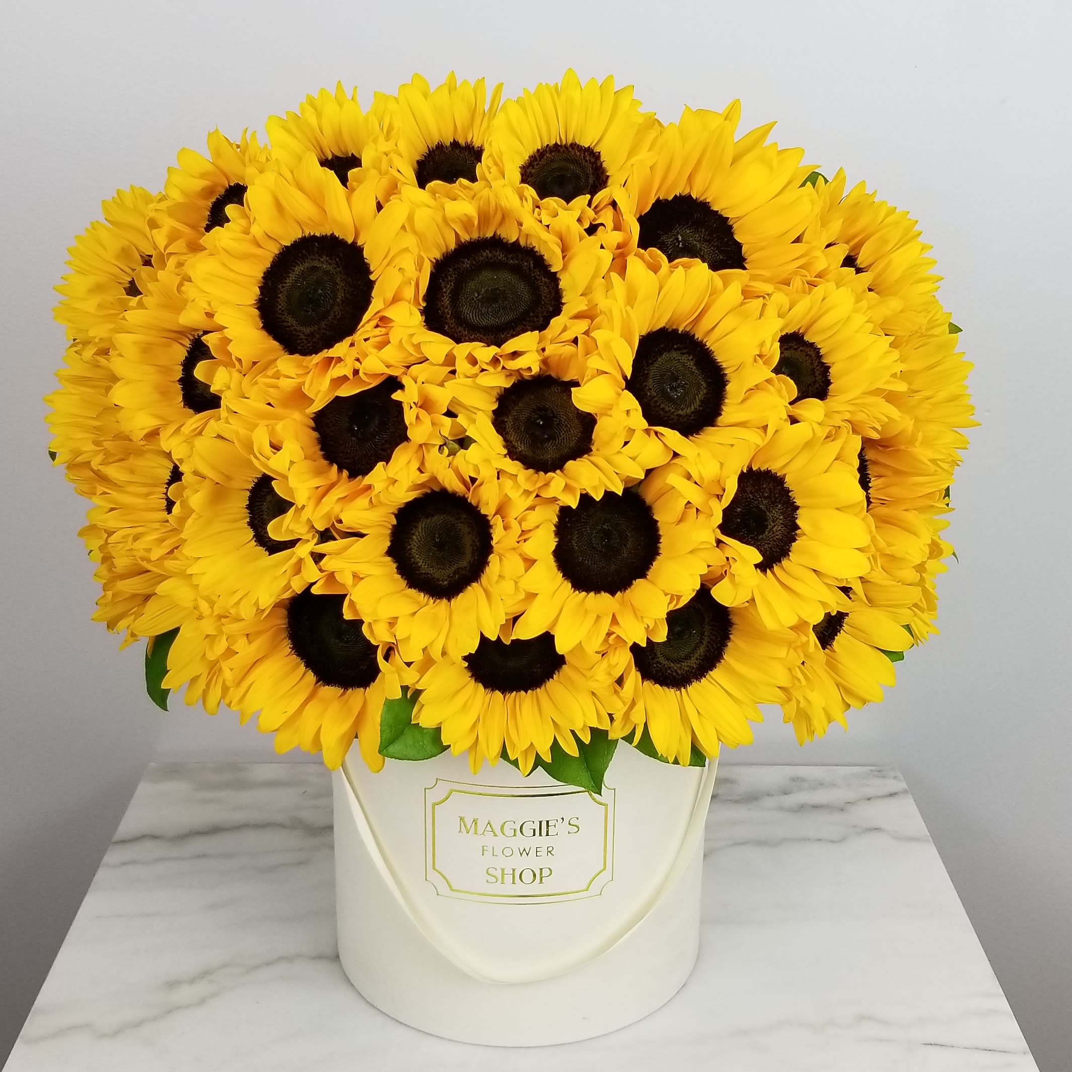 Mfs Luxury Suede Sunflower Box In Maywood Ca Maggie S Flower Shop