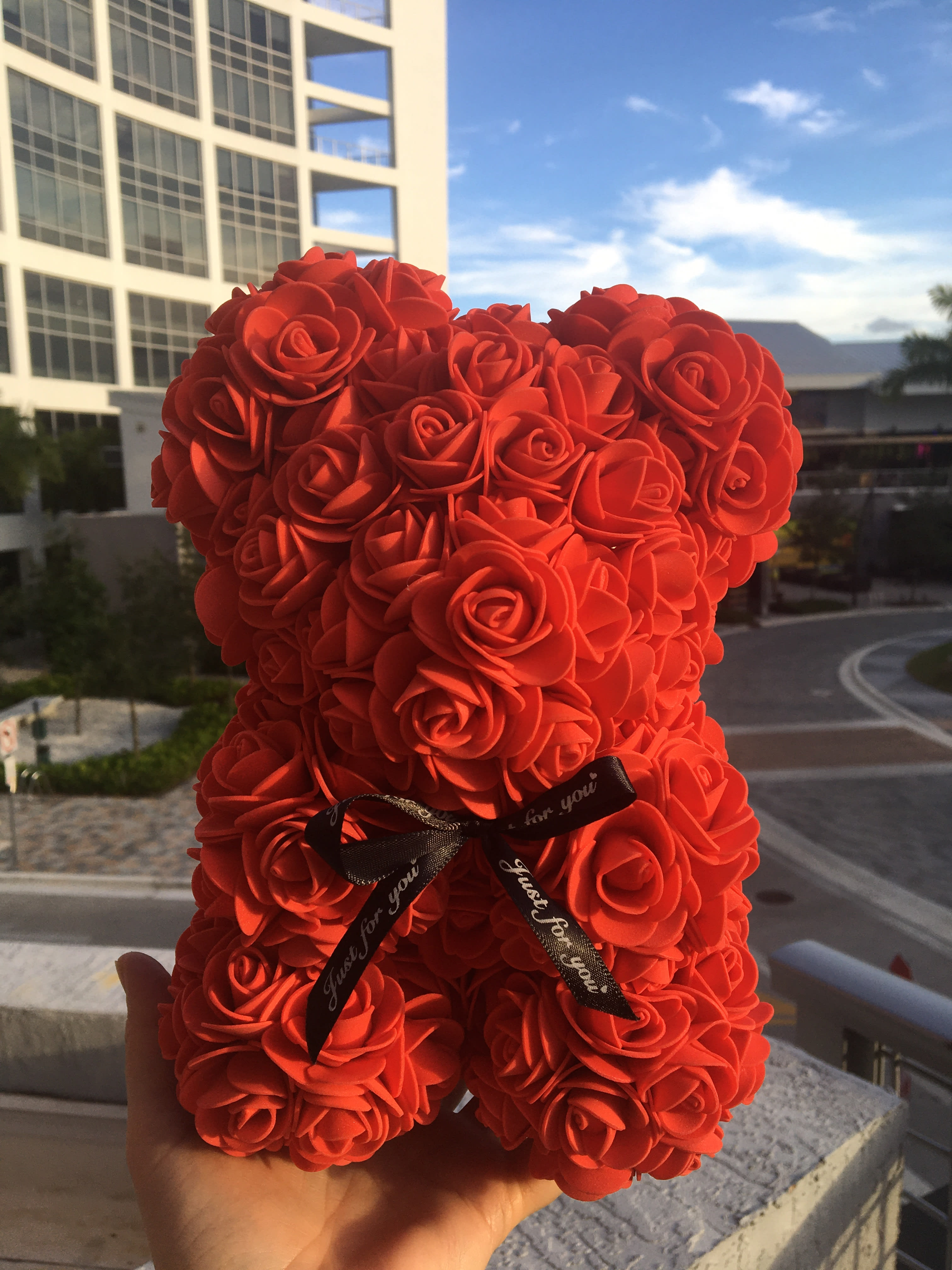 rose bear with box