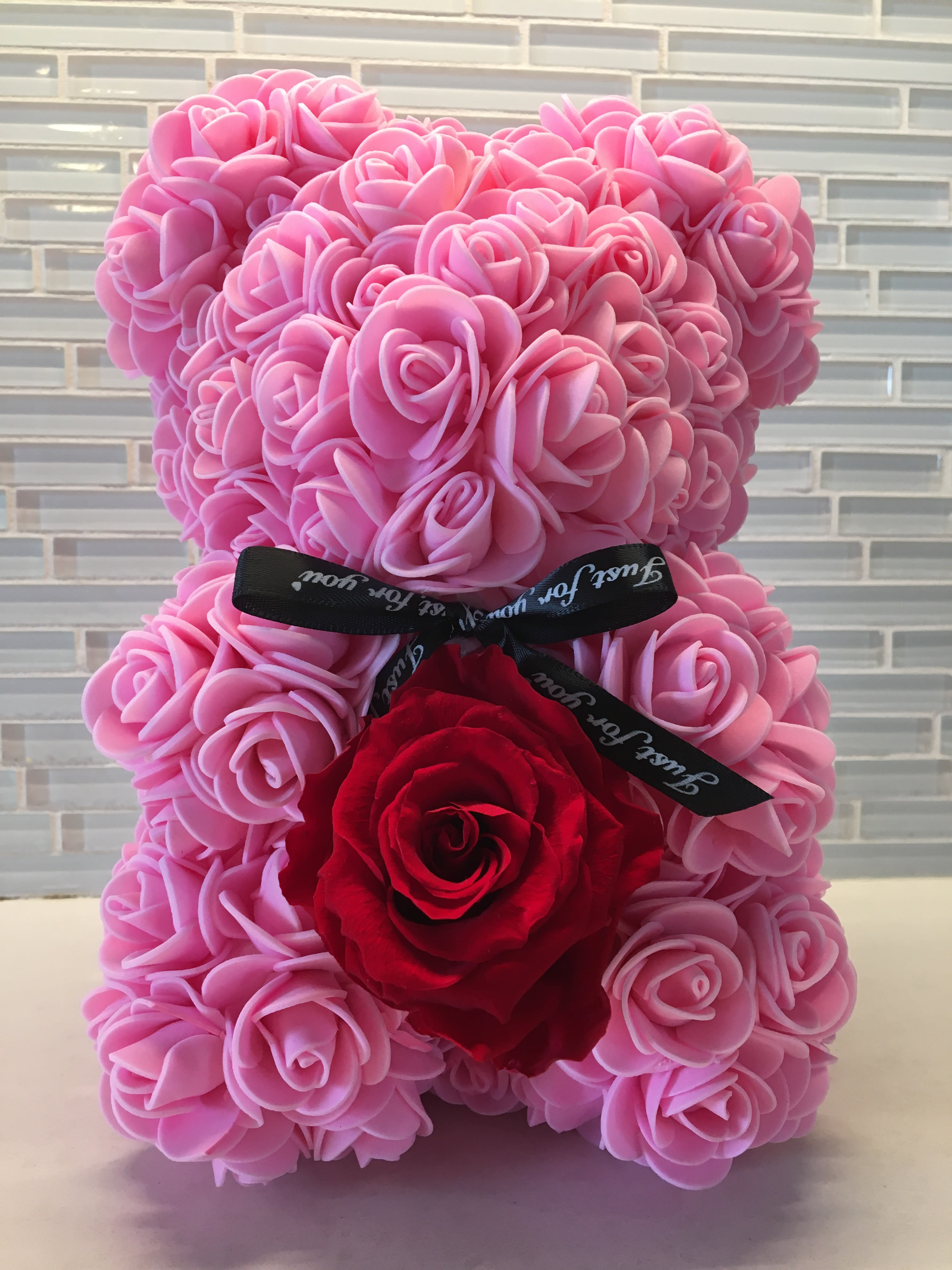 rose made teddy bear