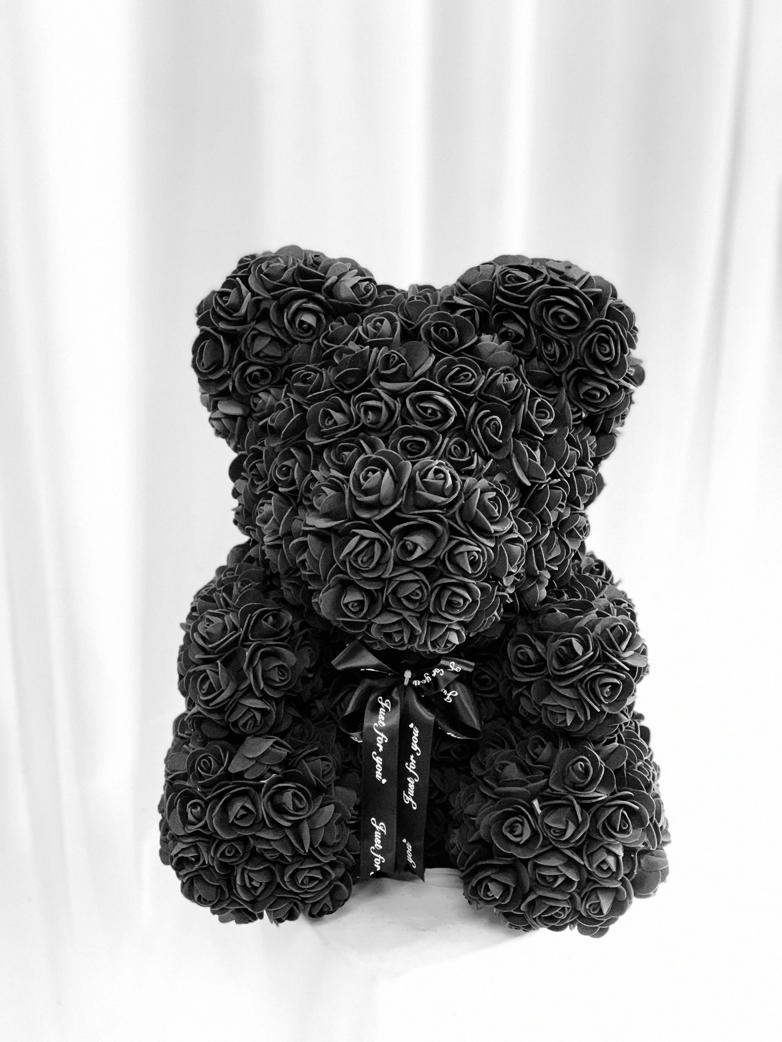 rose teddy bear black