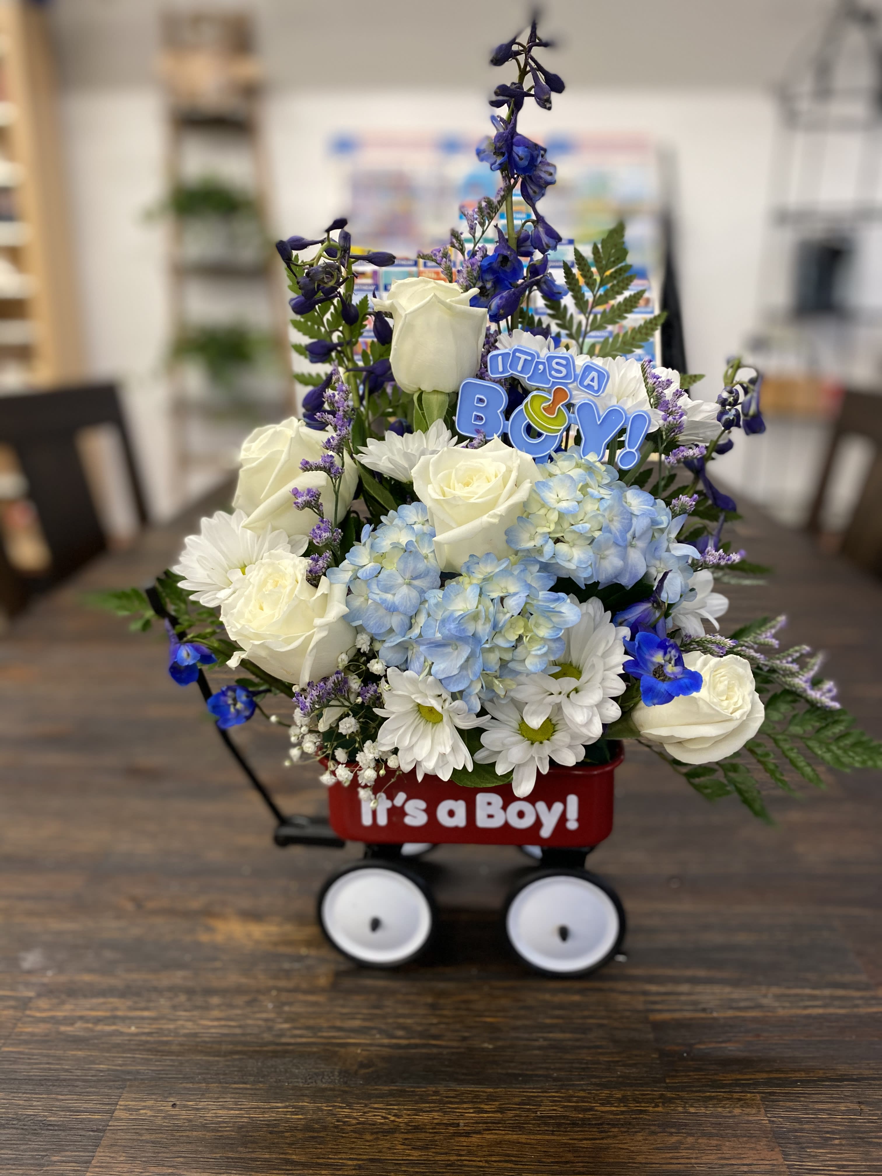 Welcome Baby Boy Wagon! in Dorchester, MA | Lopez The Florist