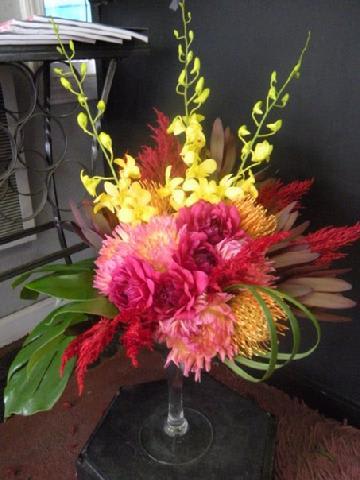 Glam Flush - exotic orchids mix in a elegance martini glass 