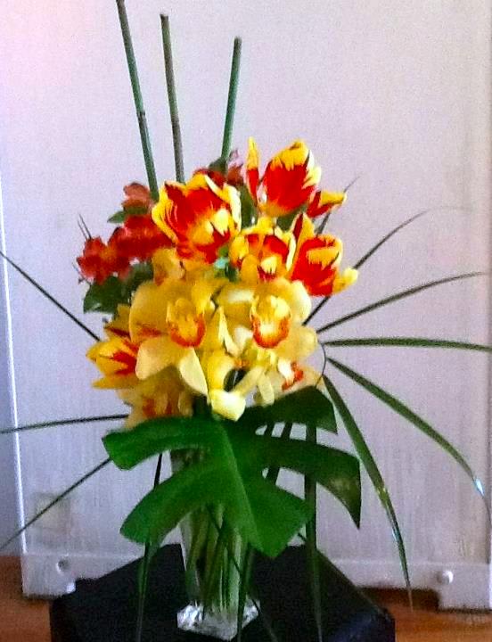 witalicious - cymbidium orchids touch with tulips bouquet