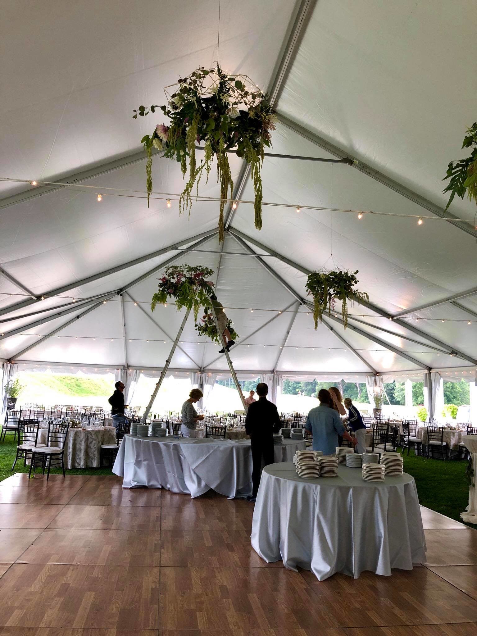 Myopia Hunt Club - This event used blush and white blooms, like dahlia, lisianthus, garden roses, veronica and garden style flowers with lots of assorted eucalyptus. 