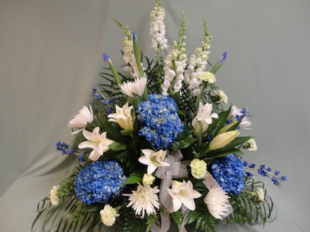 Blue Funeral Arrangement in Wapakoneta, OH  Haehn Florist, Greenhouses, &  Flower Delivery
