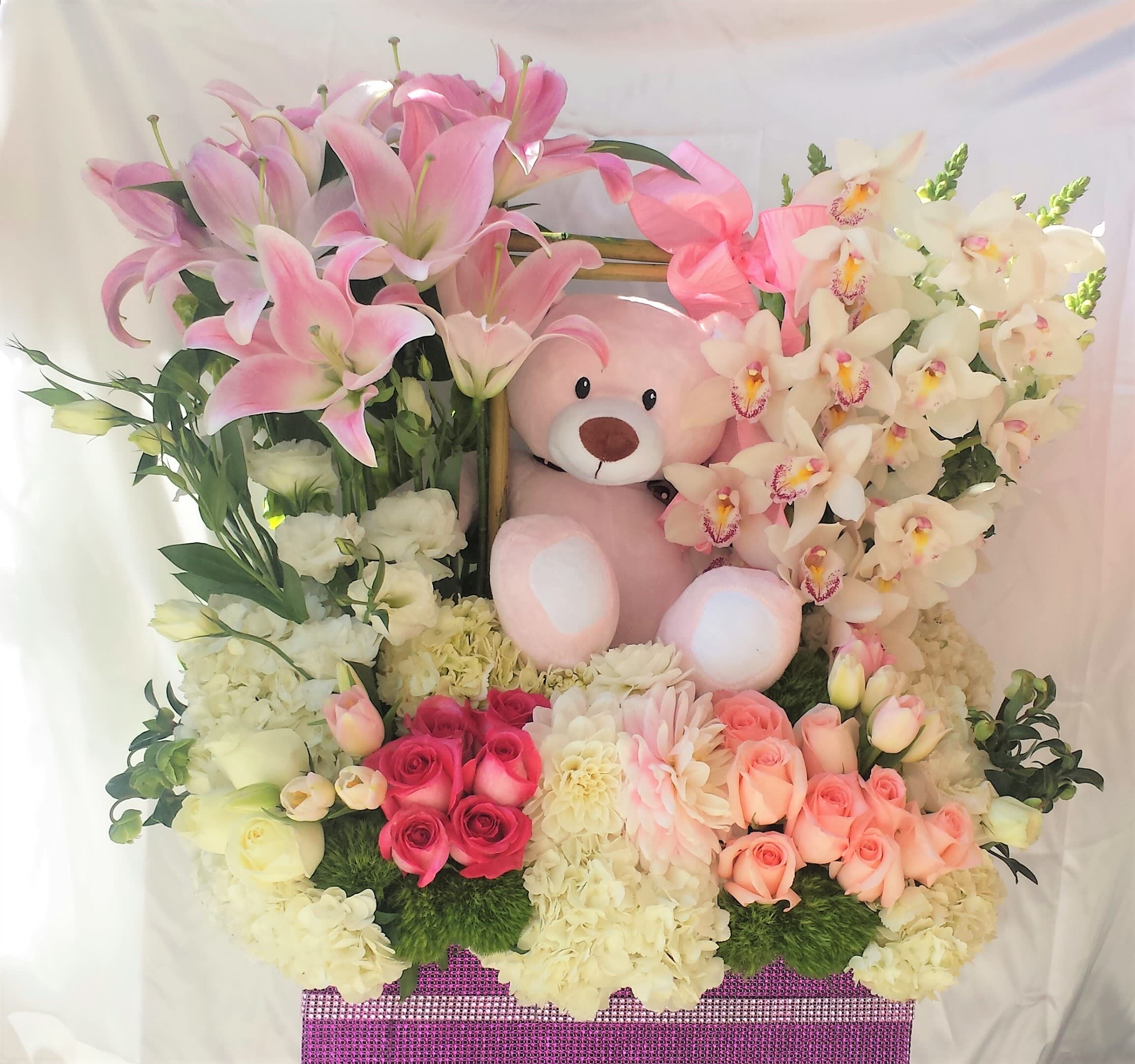 new baby girl floral arrangements