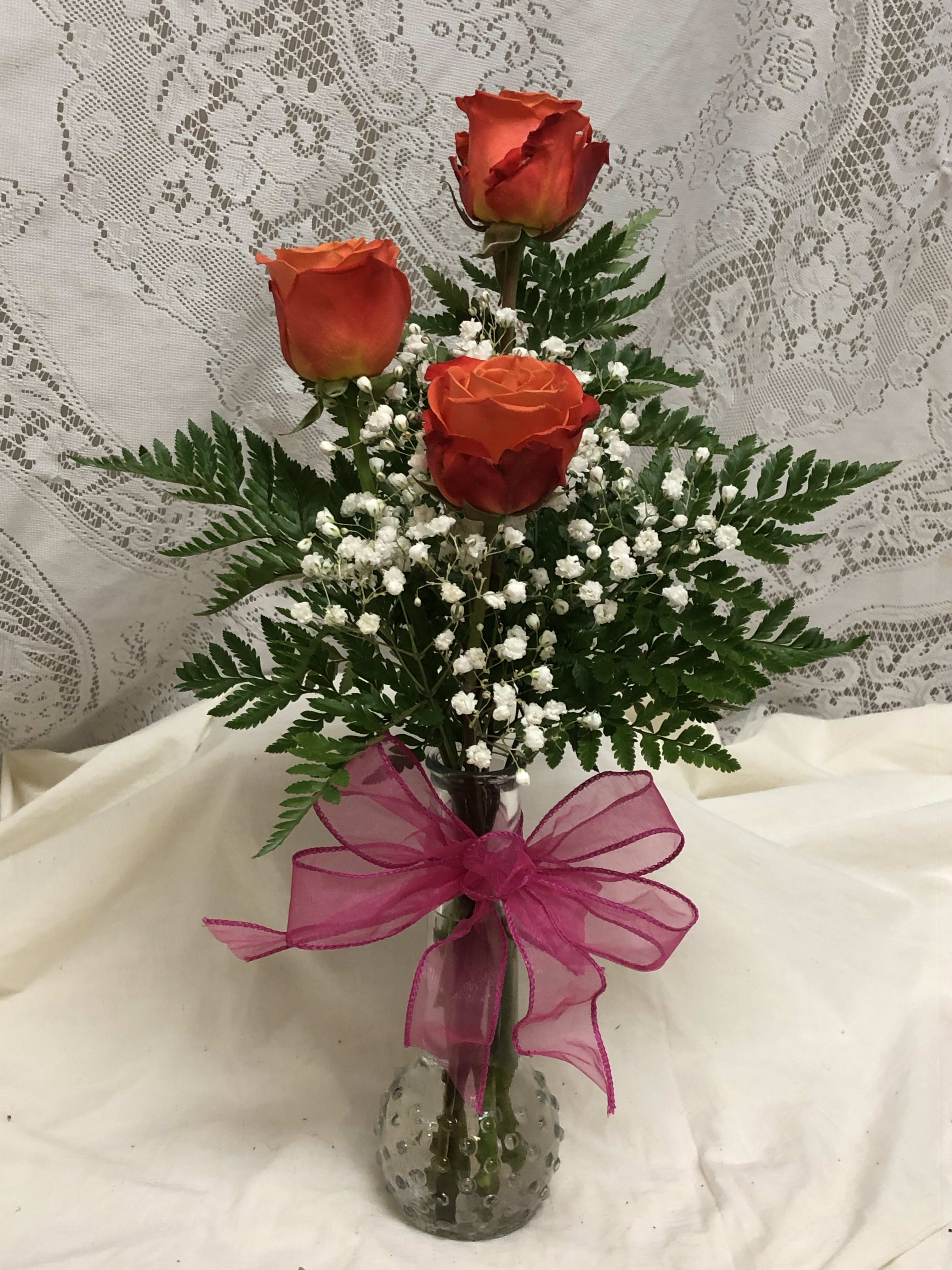 BEST SELLER Triple Rose Bud vase in Celina, OH Floral and Friends