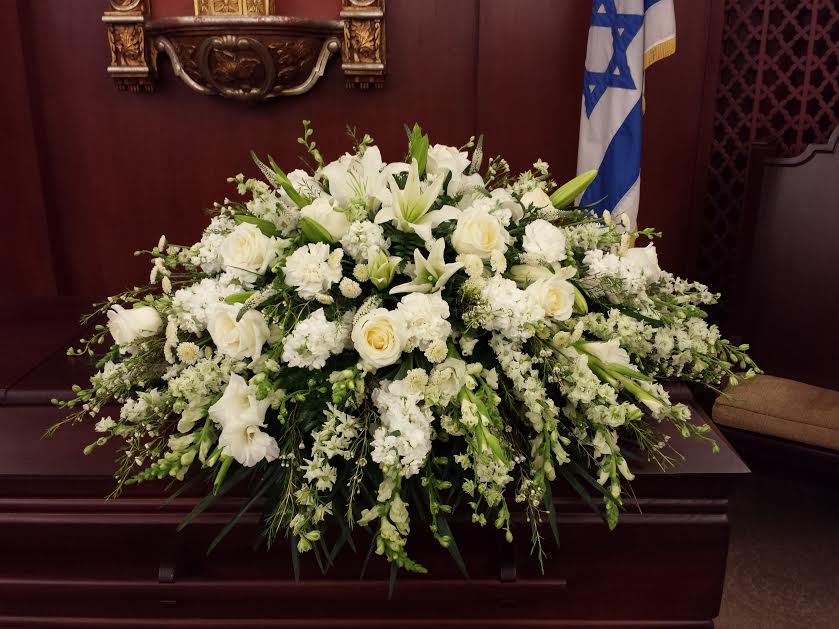 Heavenly cloud casket spray in Studio City, CA | Dee's Flowers