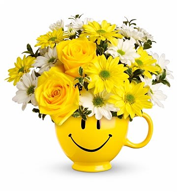 Emoji Mug - The Emoji Mug will make anyone smile with delight!  A sunshine filled arrangement designed in an Emoji Mug.