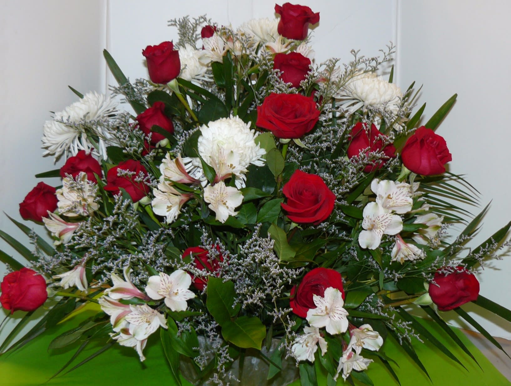 Red White Flower Arrangement By Blooms At The Hills Florist
