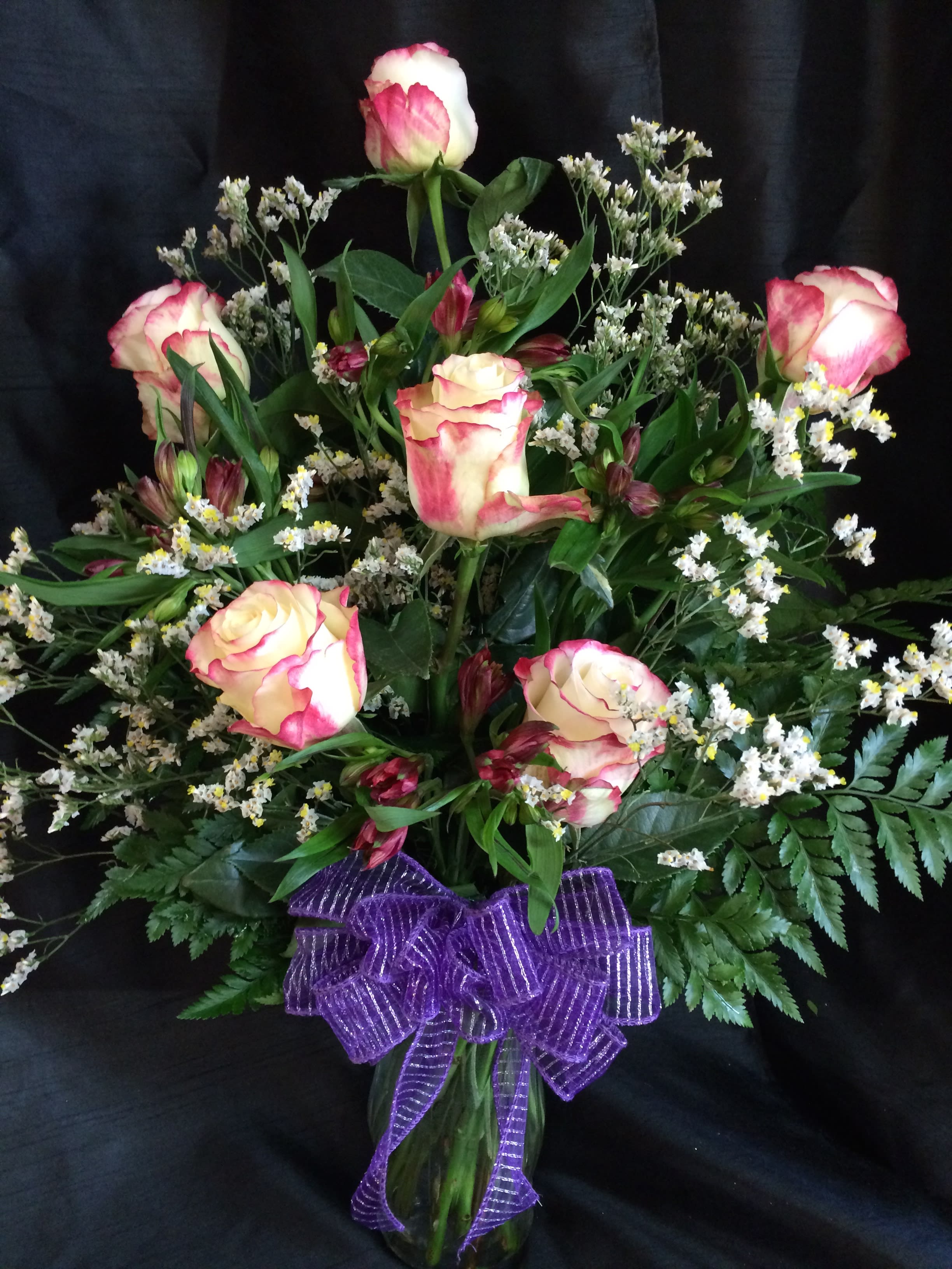 Sweetnes  - 1/2 Dozen Roses with accent flower and bow.